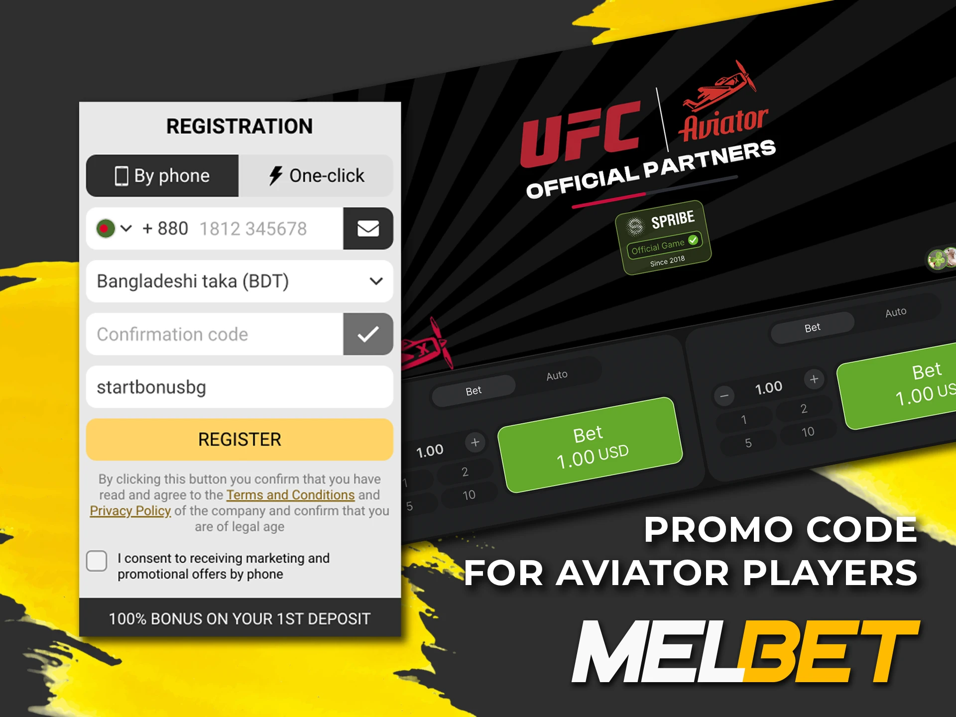 The promo code from Melbet Casino will increase your potential bets in the Aviator game.