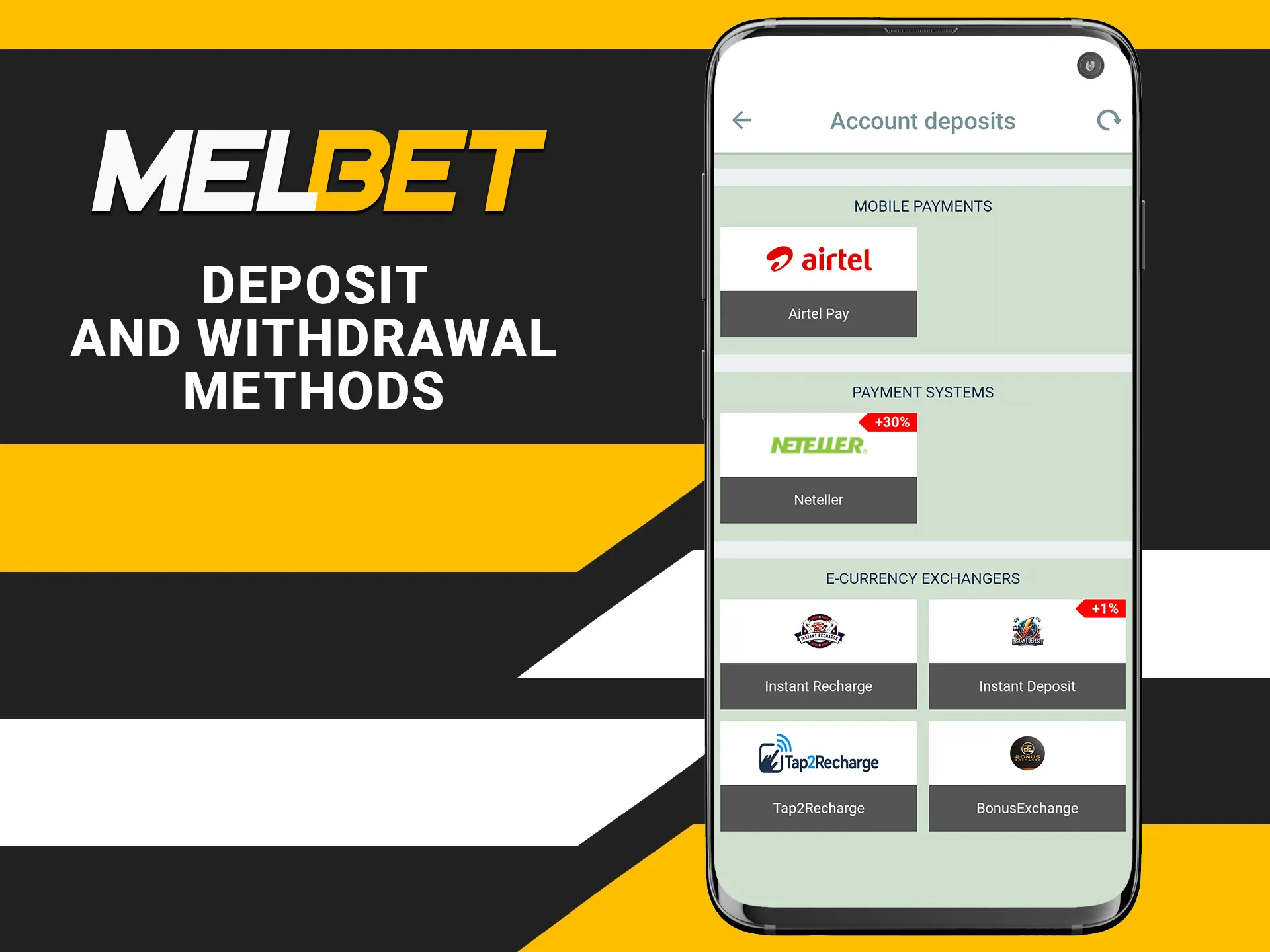 Make a deposit and withdraw your winnings in the Andar Bahar game at Melbet Casino.