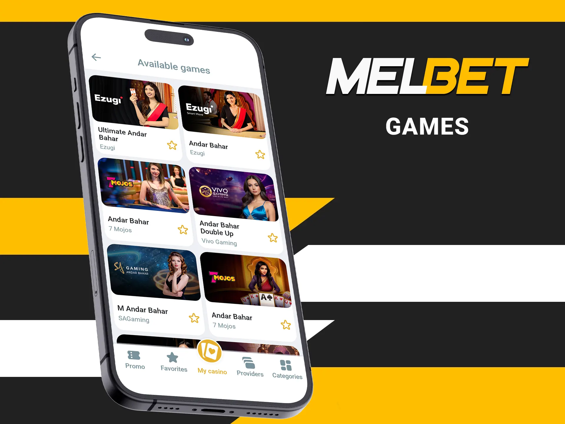 Play the best versions of Andar Bahar at Melbet Casino.