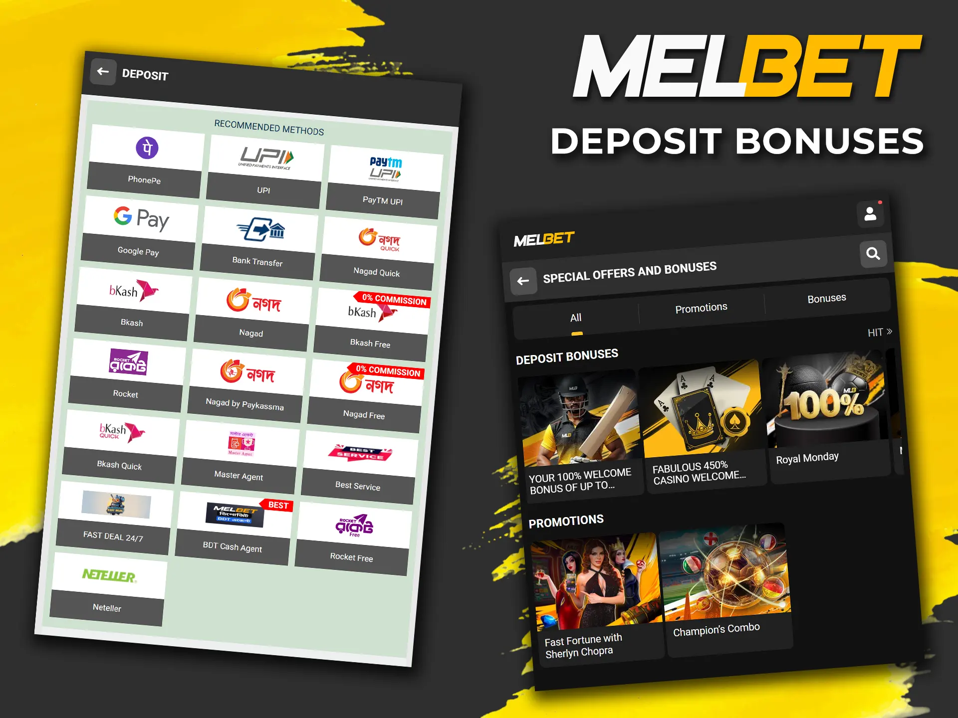 Top up your account and receive a Melbet deposit bonus.