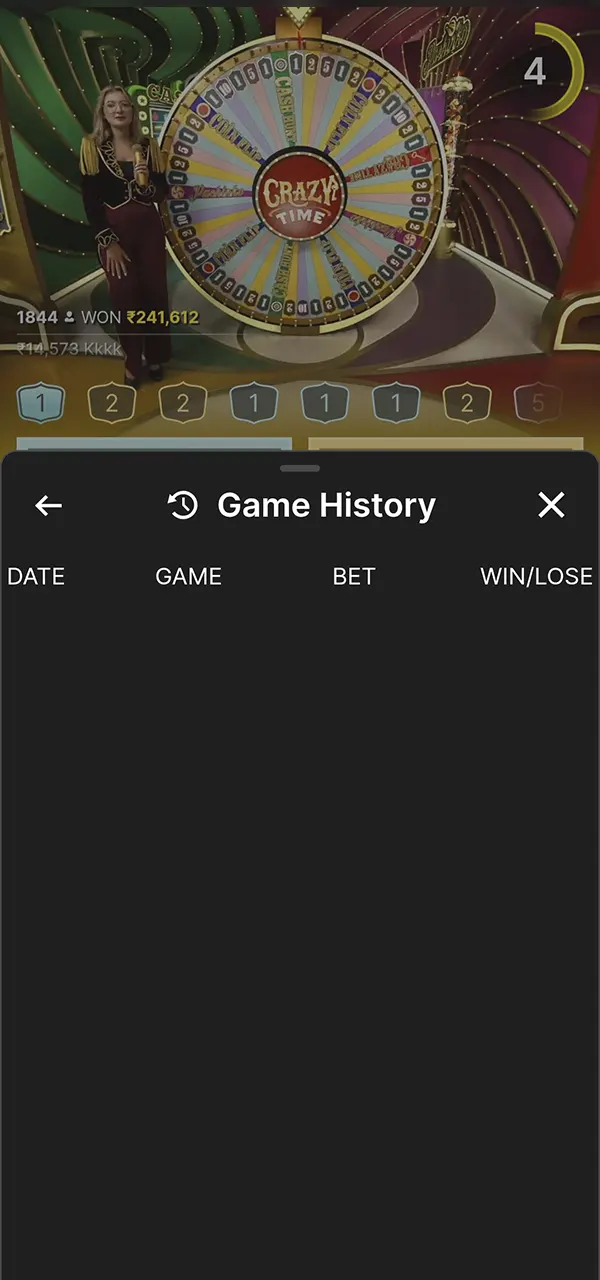 Analyze your Crazy Time round history at Melbet Casino.