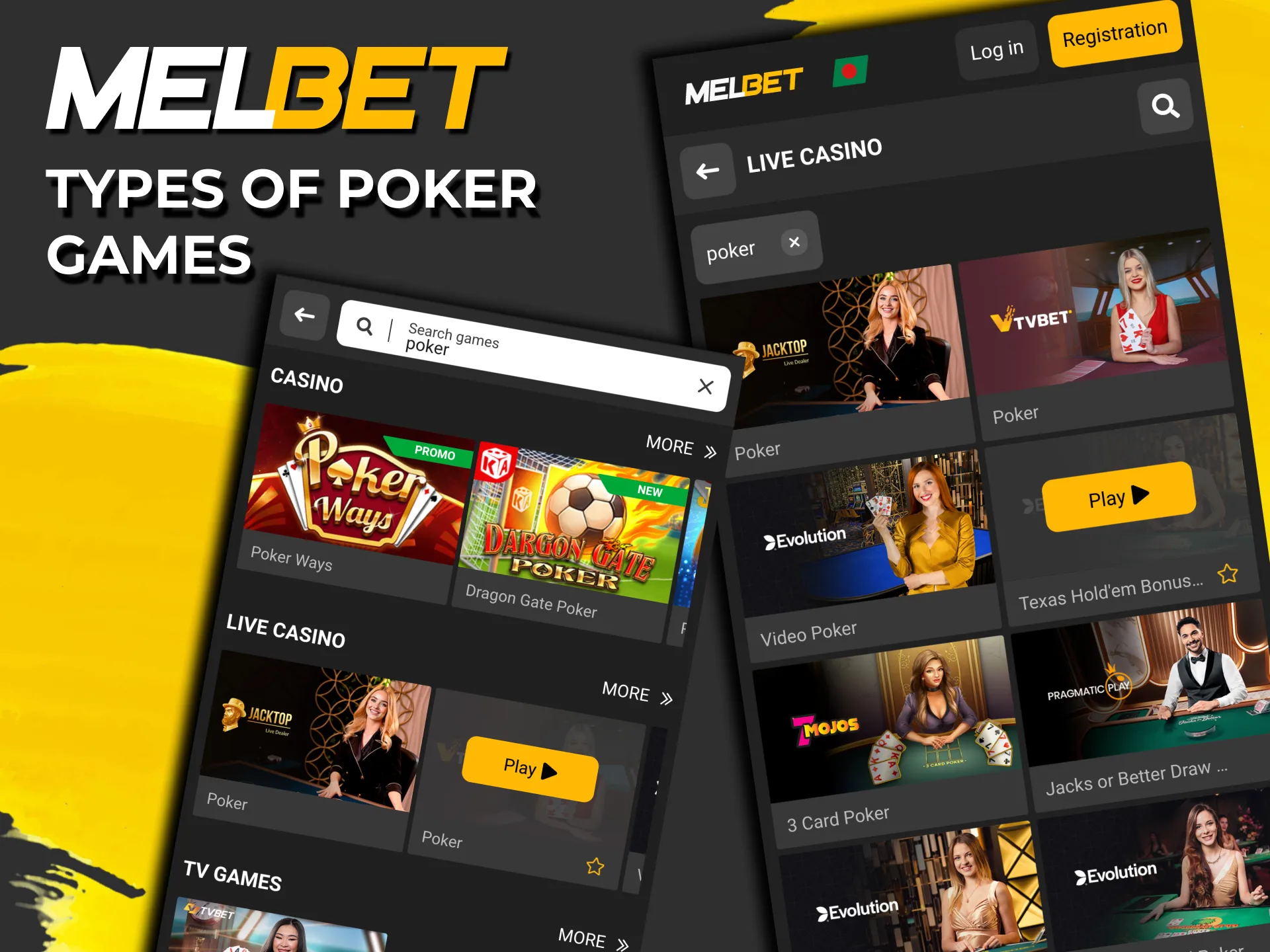 Play fast and classic poker games on Melbet.