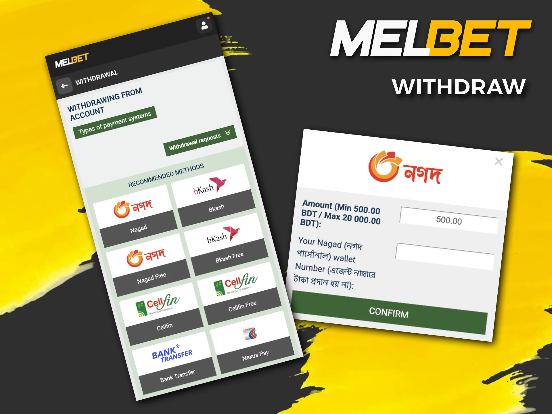 Melbet offers many convenient ways to withdraw your winnings from Thimbles.