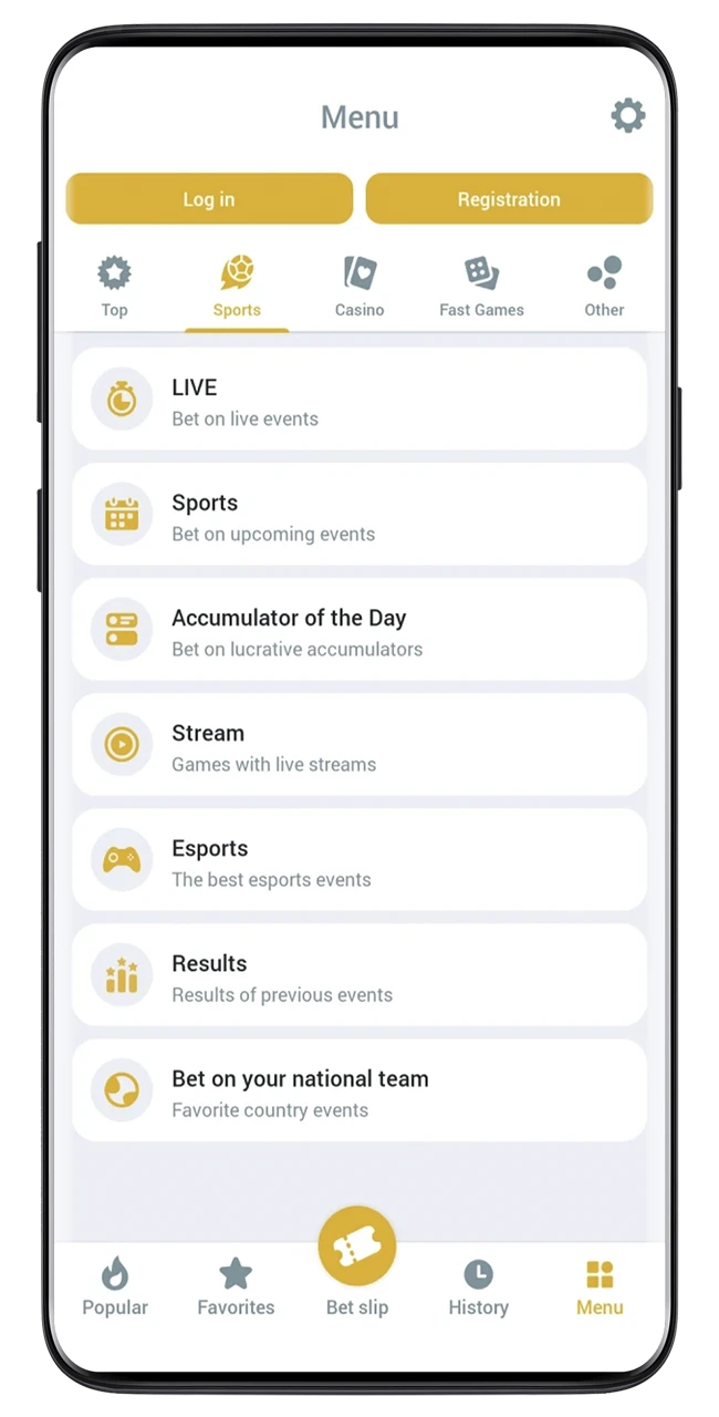 Visit the Melbet app sports page.