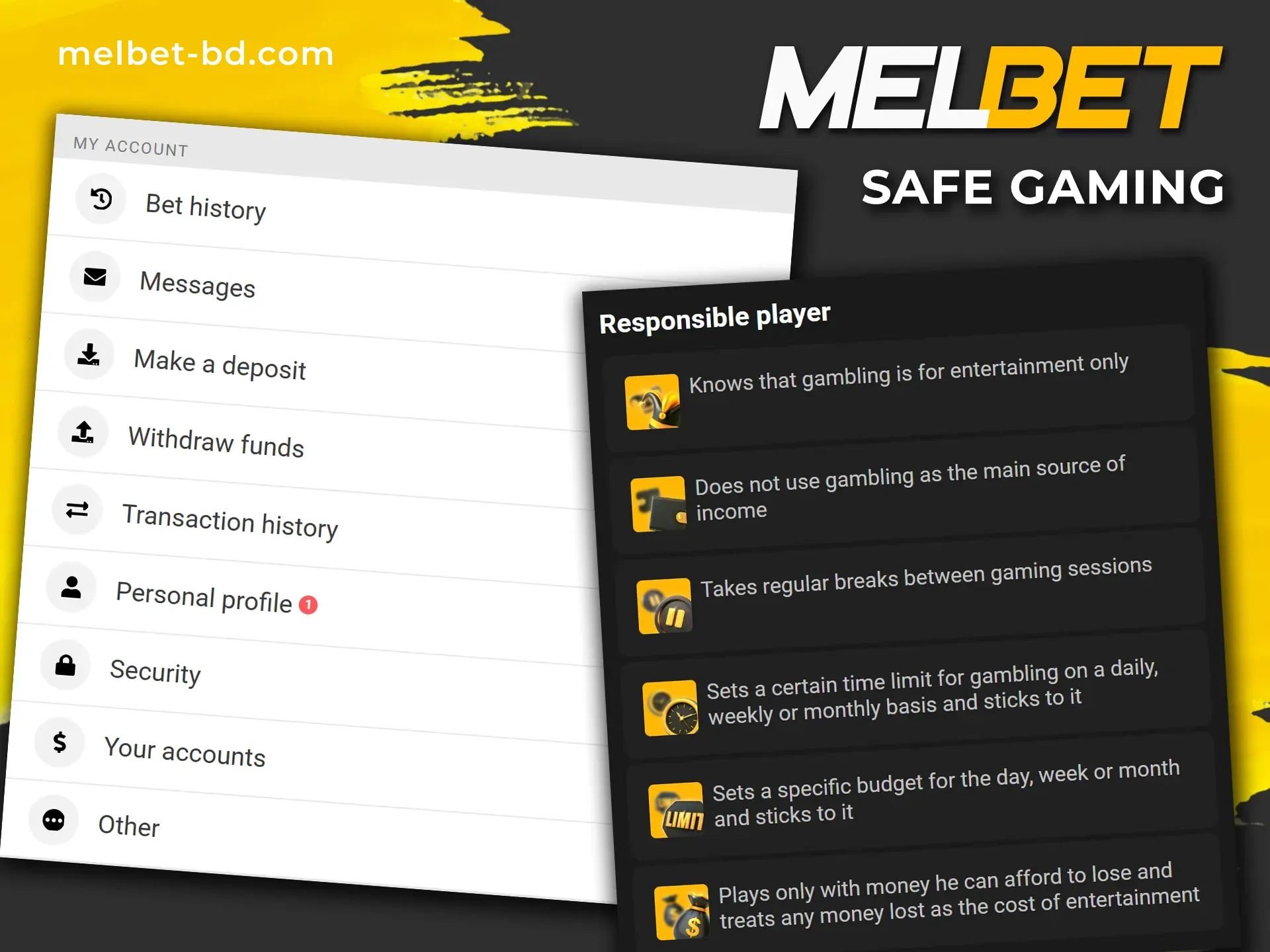 Play responsibly and safely with Melbet online.