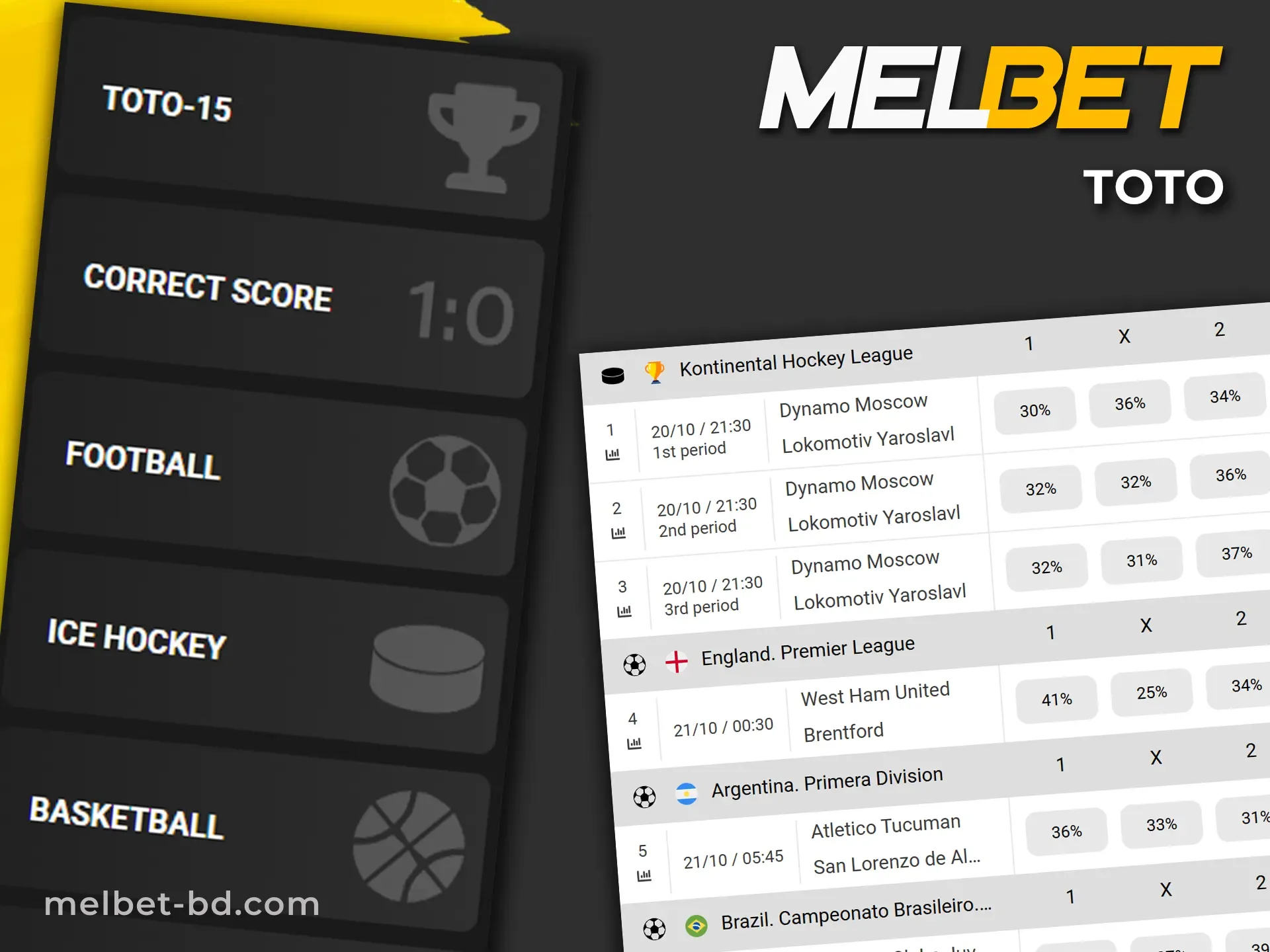 Register and try your luck in toto at Melbet website.